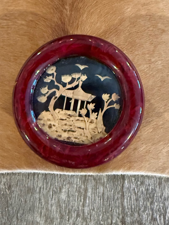 Vintage Other - Vintage Small Handcrafted Red Lacquer Decorative Trinket Box with Asian Landscap